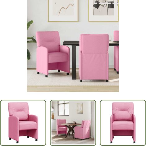 Sedie con ruote -  Sedie da Pranzo con Ruote 2 pcs Rosa 57 x 67 x 95 cm Tessuto