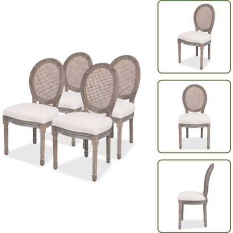 Sedie con schienale in rattan - vidaXL Sedie da Pranzo 4 pz Crema in Tessuto - Sedie da sala da pranzo