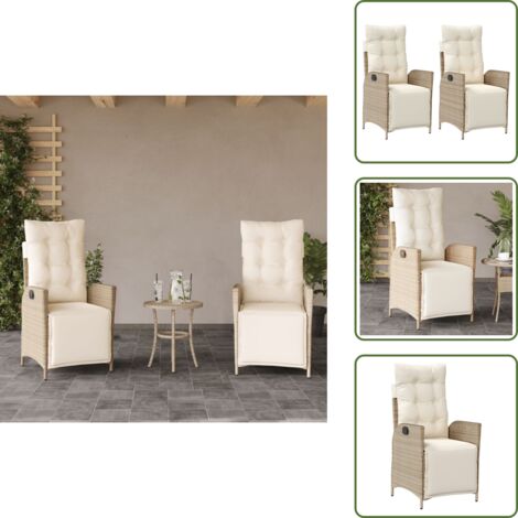 Sedie con schienale regolabile - vidaXL Sedie da Giardino Reclinabili 2 pz con Poggiapiedi Polyrattan - Sedie con cuscino
