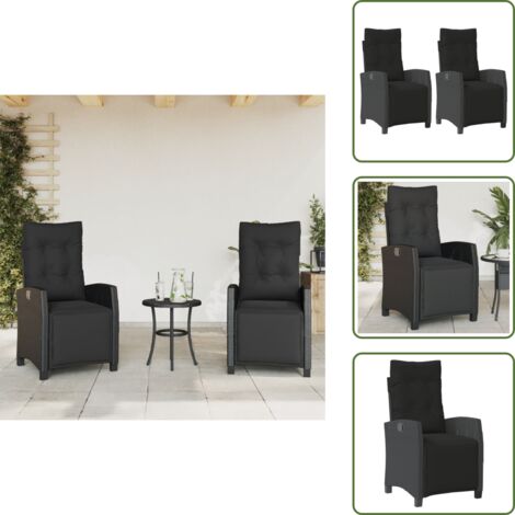 Sedie con schienale regolabile - vidaXL Sedie da Giardino Reclinabili 2 pz con Poggiapiedi Polyrattan - Sedie con cuscino