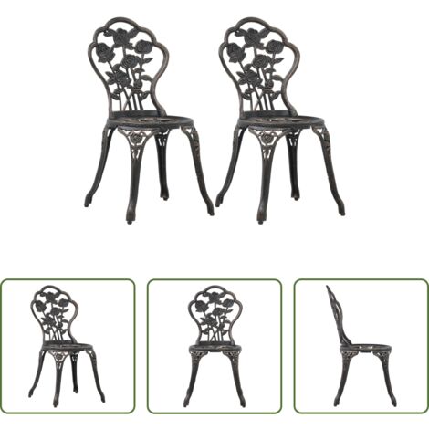Sedie da balcone -  Sedie da Bistrot 2 pz in Alluminio Pressofuso Bronzo