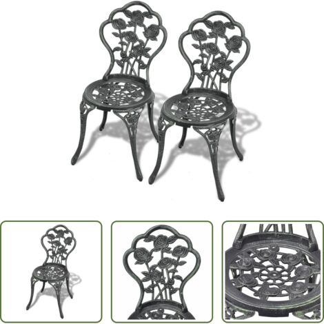 Sedie da balcone -  Sedie da Bistrot 2 pz in Alluminio Pressofuso Verde