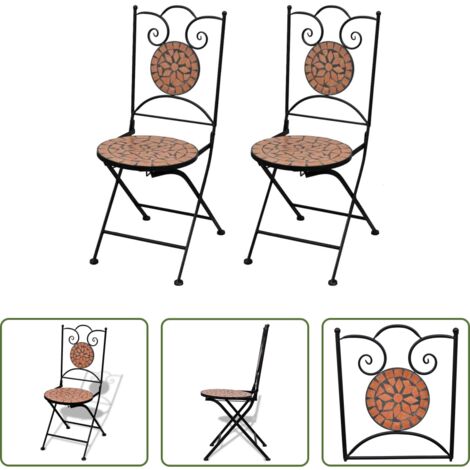 Sedie da balcone -  Sedie da Bistrot Pieghevoli 2 pz in Ceramica Terracotta