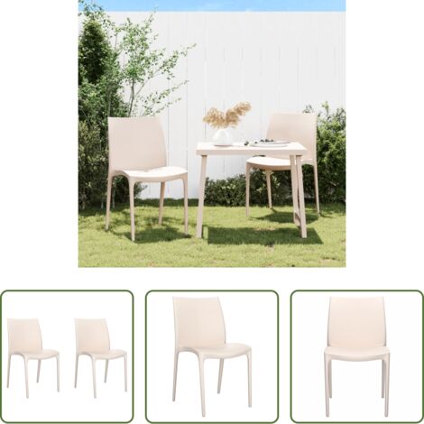 Sedie da balcone -  Sedie da Giardino 2 pz Crema 50x46x80 cm in Polipropilene