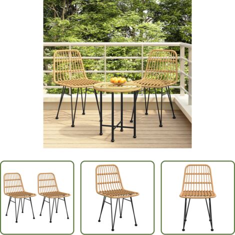 Sedie da balcone -  Sedie da Giardino 2pz 48x62x84 cm Rattan PE