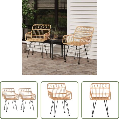 Sedie da balcone -  Sedie da Giardino 2pz con Braccioli 56x64x80 cm Rattan PE