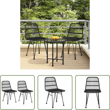 Sedie da balcone -  Sedie da Giardino 2pz Nere 48x62x84 cm Rattan PE