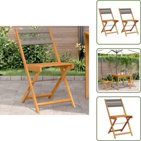 Sedie da balcone - vidaXL Sedie Bistrò 2pz Grigie in Legno Massello di Acacia e Corda - Sedie esterne