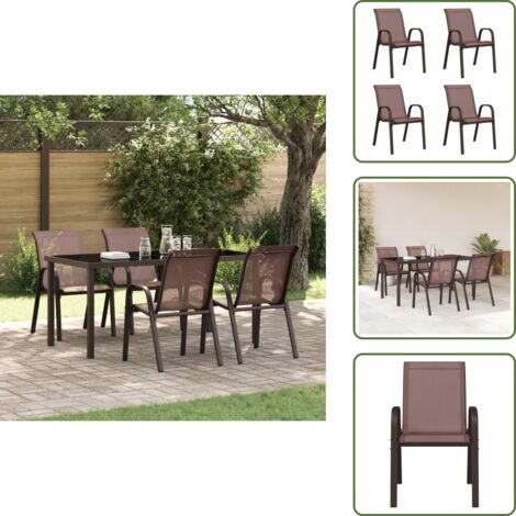 Sedie da balcone - vidaXL Sedie da Giardino Impilabili 4 pz in Tessuto Textilene Marrone - Sedie da giardino impilabili