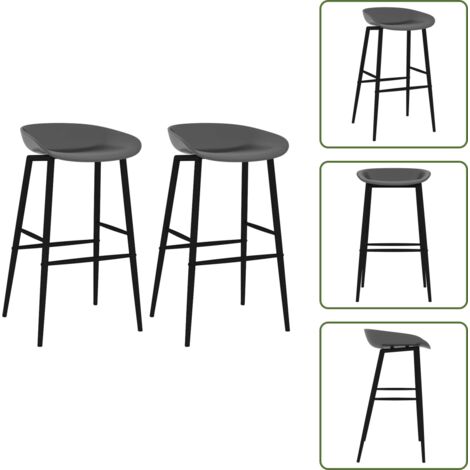 Sedie da bar ergonomiche - vidaXL Sedie da Bar 2 pz Grigie - Sedie da bar in PP