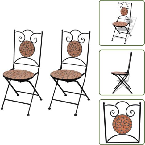 Sedie da bistro - vidaXL Sedie da Bistrot Pieghevoli 2 pz in Ceramica Terracotta - Sedie pieghevoli
