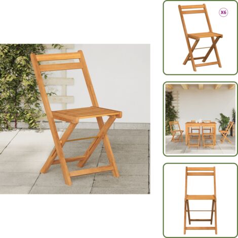 Sedie da bistrò - vidaXL Sedie Pieghevoli da Bistrò 6 pz in Legno Massello di Acacia - Sedie in legno