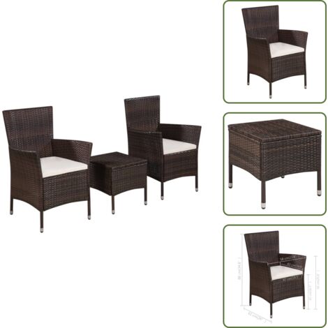 Sedie da bistro - vidaXL Set da Bistro 3 pz in Polyrattan Marrone - Arredamento esterno