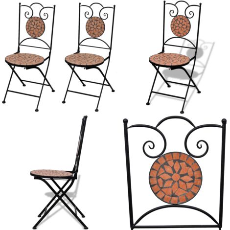 Sedie da Bistrot Pieghevoli 2 pz in Ceramica Terracotta - Sedie da balcone - Sedie in ceramica