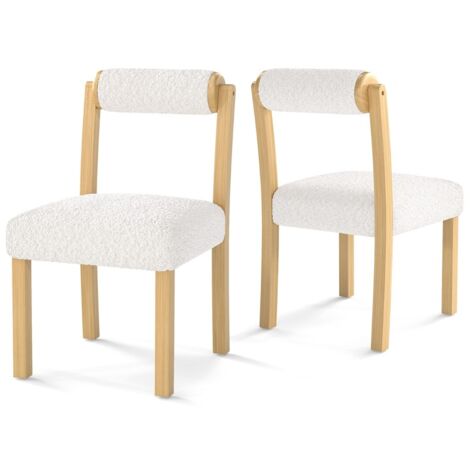 Sedie da cucina e sala da pranzo con rivestimento e struttura in legno, Set di sedie da pranzo in egno da 2 Naturale+Bianco