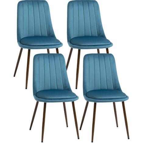 Sedie da cucina imbottite, set da 4 pezzi in poliestere e acciaio, 47x55x86 cm, blu