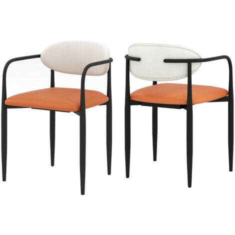 Sedie da cucina pelle sintetica sedile imbottito set 2 moderne Arancione