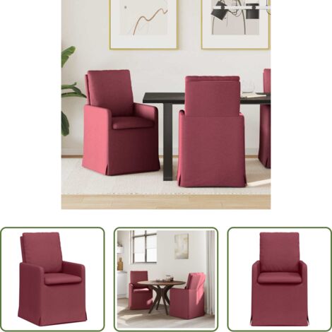 Sedie da cucina -  Sedie da pranzo 2 pcs Rosso vino 57 x 67 x 98 cm Tessuto