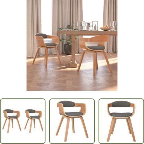 Sedie da cucina -  Sedie da Pranzo 2 pz Grigio Chiaro in Legno Piegato e Tessuto