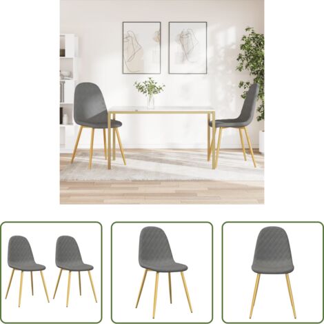 Sedie da cucina -  Sedie da Pranzo 2 pz Grigio Chiaro in Velluto