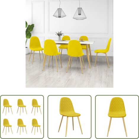 Sedie da cucina -  Sedie da Pranzo 6 pz Giallo Senape in Velluto