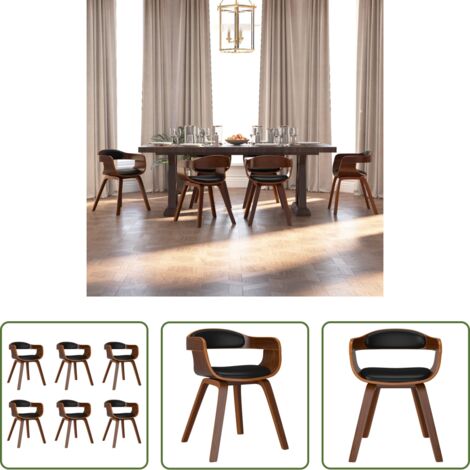 Sedie da cucina -  Sedie da Pranzo 6 pz Nere in Legno Curvato e Similpelle