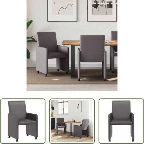 Sedie da cucina -  Sedie da Pranzo con Ruote 2 pcs Grigio 57 x 66 x 94 cm