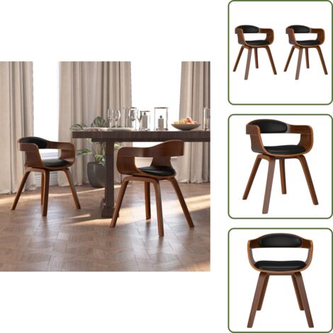 Sedie da cucina - vidaXL Sedie da Pranzo 2 pz Nere in Legno Curvato e Similpelle - Sedie in similpelle