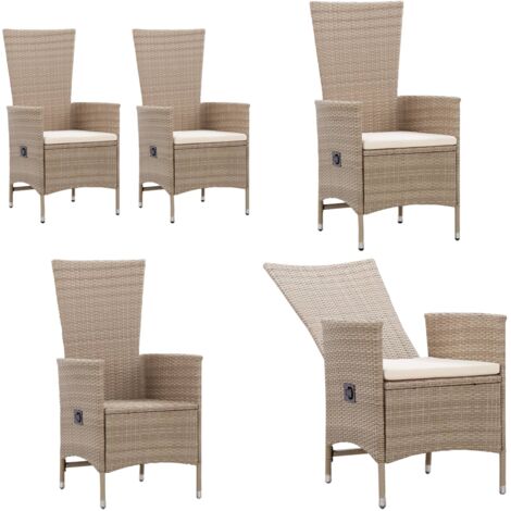 Sedie da Esterno 2 pz con Cuscini in Polyrattan Beige - Poltrone da esterno - Sedie in rattan