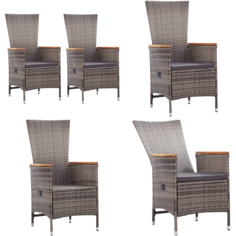 Sedie da Esterno 2 pz con Cuscini in Polyrattan Grigio - Poltrone da esterno - Sedie in rattan
