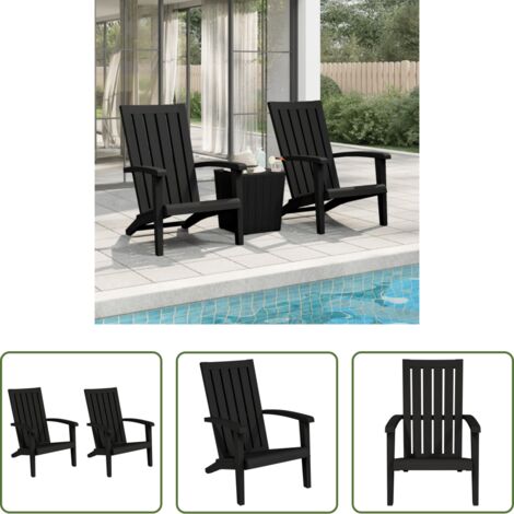 Sedie da esterno -  Sedie Adirondack da Giardino 2 pz in Polipropilene Nero