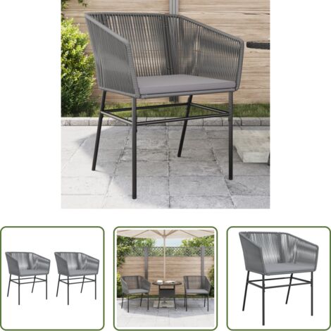 Sedie da esterno -  Sedie da Giardino 2 pz con Cuscini Grigio in Polyrattan