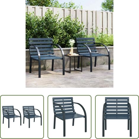 Sedie da esterno -  Sedie da Giardino 2 pz Grigie in Legno