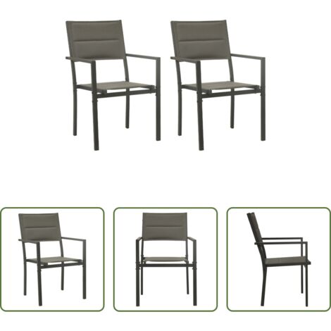 Sedie da esterno -  Sedie da Giardino 2 pz Textilene e Acciaio Grigio e Antracite