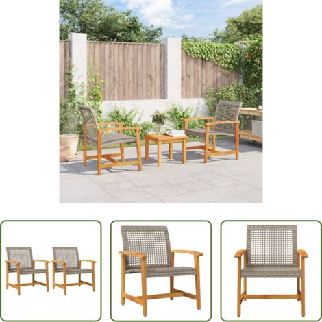 Sedie da esterno -  Sedie da Giardino 2pz Grigie in Polyrattan e Legno di Acacia