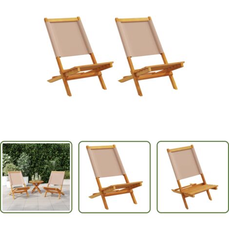 Sedie da esterno -  Sedie da Giardino 2pz Tortora Legno Massello Acacia e Tessuto