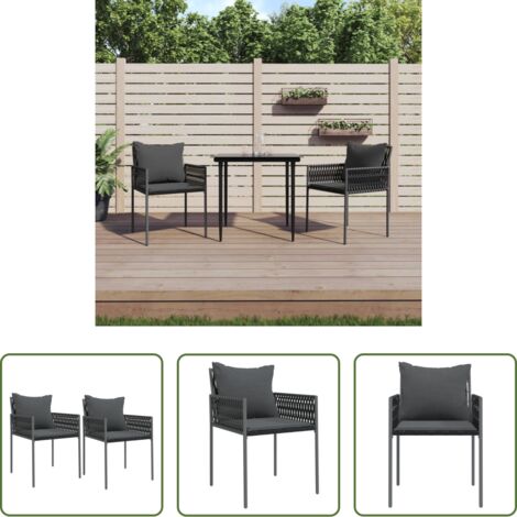 Sedie da esterno -  Sedie da Giardino con Cuscini 2pz Nere 54x61x83cm in Polyrattan