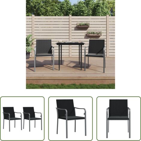 Sedie da esterno -  Sedie da Giardino con Cuscini 2pz Neri 56x59x84cm in Polyrattan