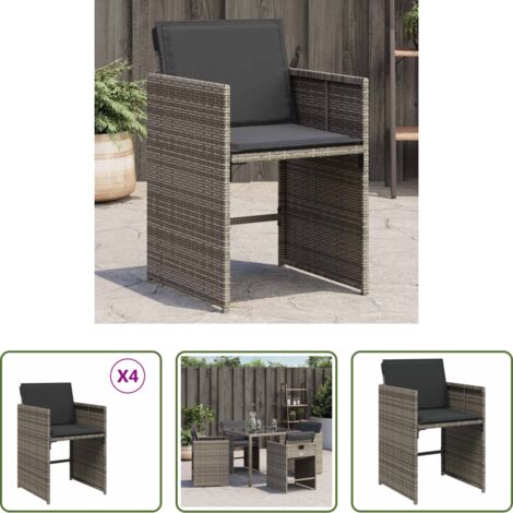 Sedie da esterno -  Sedie da Giardino con Cuscini 4pz Grigio in Polyrattan