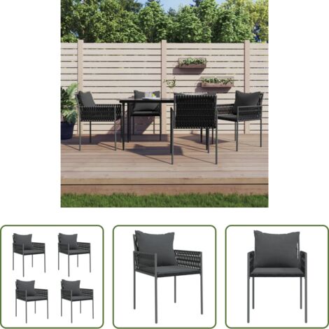 Sedie da esterno -  Sedie da Giardino con Cuscini 4pz Nere 54x61x83cm in Polyrattan