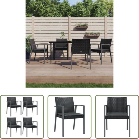 Sedie da esterno -  Sedie da Giardino con Cuscini 4pz Nere 56,5x57x83 cm Polyrattan