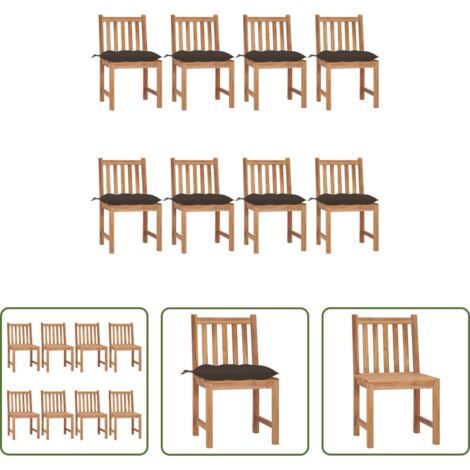 Sedie da esterno -  Sedie da Giardino con Cuscini 8 pz in Legno Massello di Teak