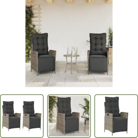 Sedie da esterno -  Sedie da Giardino Reclinabili 2 pz con Poggiapiedi Polyrattan