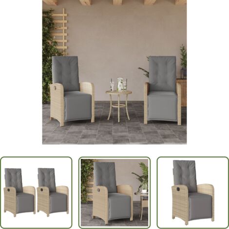 Sedie da esterno -  Sedie da Giardino Reclinabili 2 pz con Poggiapiedi Polyrattan