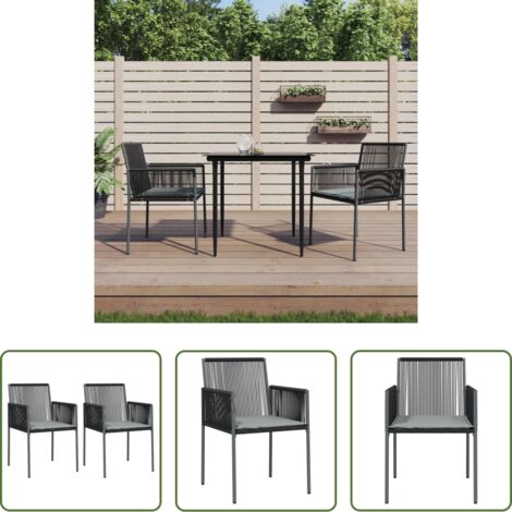 Sedie da esterno -  Sedie Giardino con Cuscini 2 pz Nere 54x60,5x83,5 cm Polyrattan
