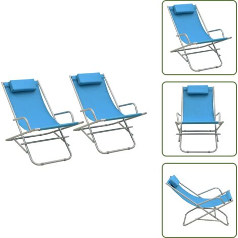 Sedie da esterno - vidaXL Sedie a Dondolo 2 pz in Acciaio Blu - Sedie reclinabili