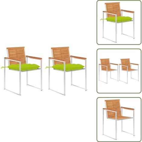 Sedie da esterno - vidaXL Sedie da Giardino 2 pz con Cuscini in Legno Acacia e Acciaio - Sedie in legno