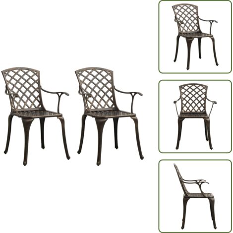 Sedie da esterno - vidaXL Sedie da Giardino 2 pz in Alluminio Pressofuso Bronzo - Sedie da giardino in alluminio