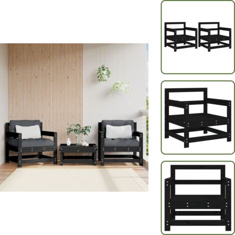 Sedie da esterno - vidaXL Sedie da Giardino 2 pz Nere in Legno Massello di Pino - Sedie in pino