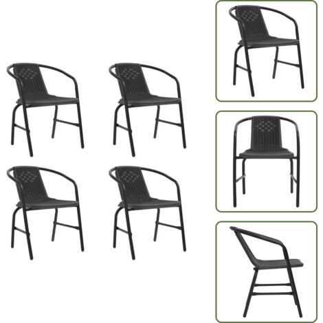 Sedie da esterno - vidaXL Sedie da Giardino 4 pz in Rattan in Plastica e Acciaio 110 kg - Sedie impilabili